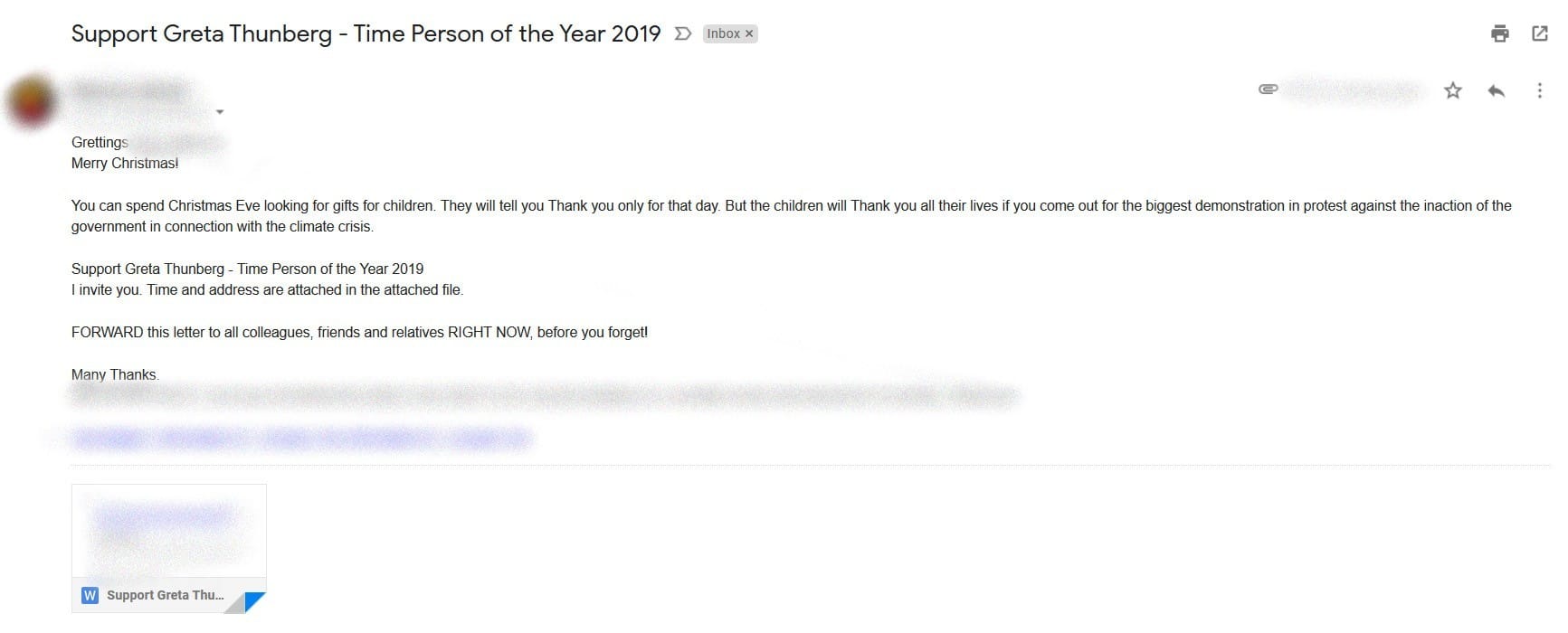 Beware: Emotet Malware Spreading via Greta Thunberg Phishing Emails 1 Image showing an example how the phishing email may look like